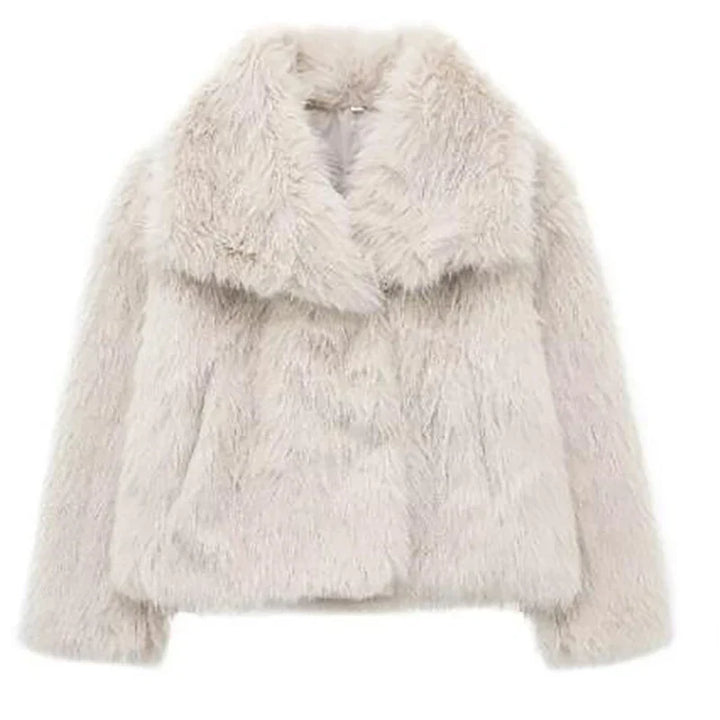 Doris | Damen Gemütliche Kurze Winterjacke aus Kunstfell