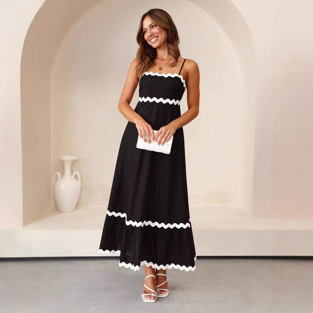 Helga | Damen A-Linien-Maxikleid mit Spaghettiträgern