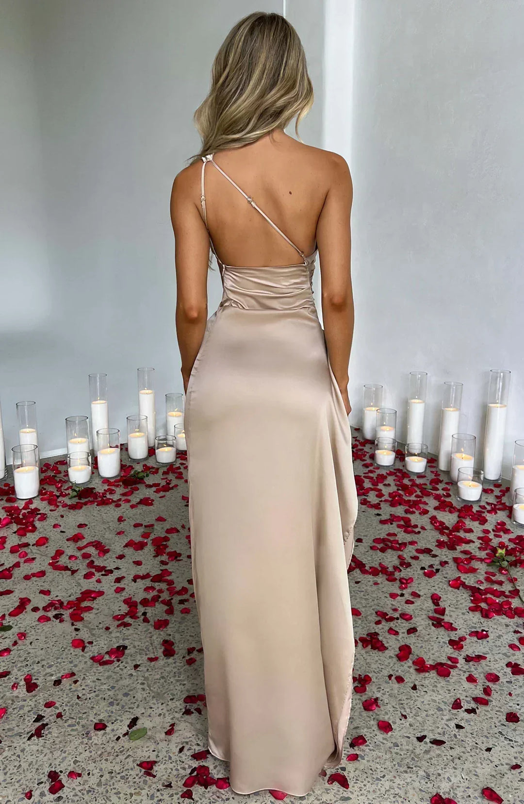 Petra | Damen One-Shoulder Maxikleid Mit Schlitz
