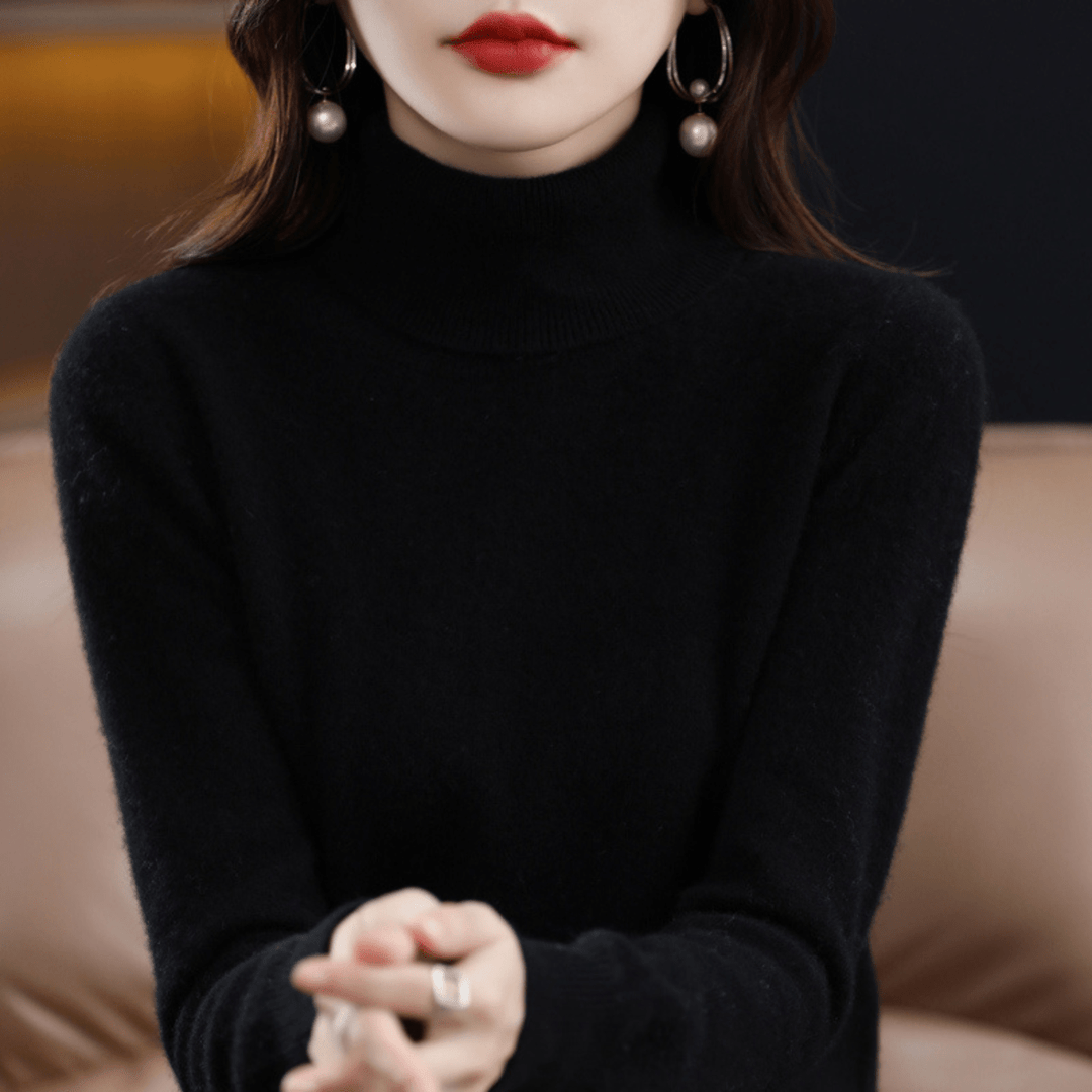 Elfriede | Damen Klassischer Warmer Strickpullover mit Rollkragen
