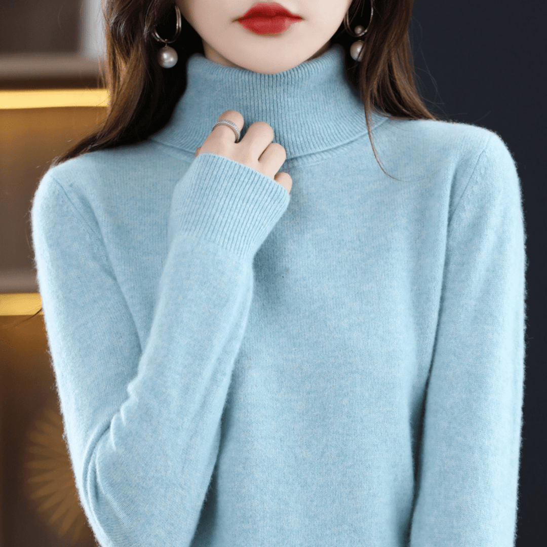 Elfriede | Damen Klassischer Warmer Strickpullover mit Rollkragen