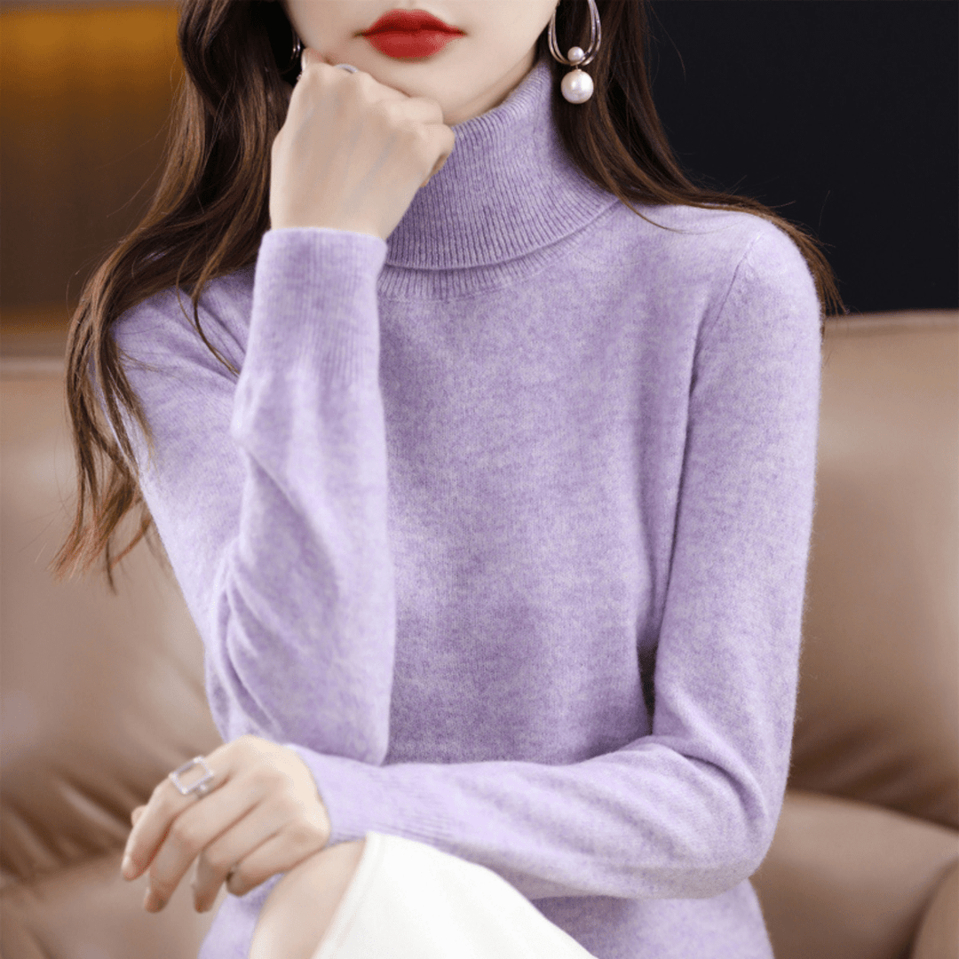 Elfriede | Damen Klassischer Warmer Strickpullover mit Rollkragen