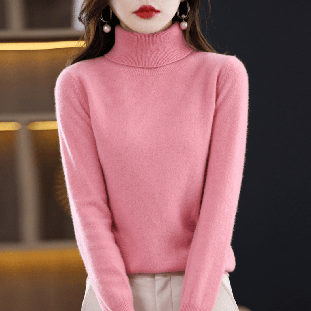Elfriede | Damen Klassischer Warmer Strickpullover mit Rollkragen