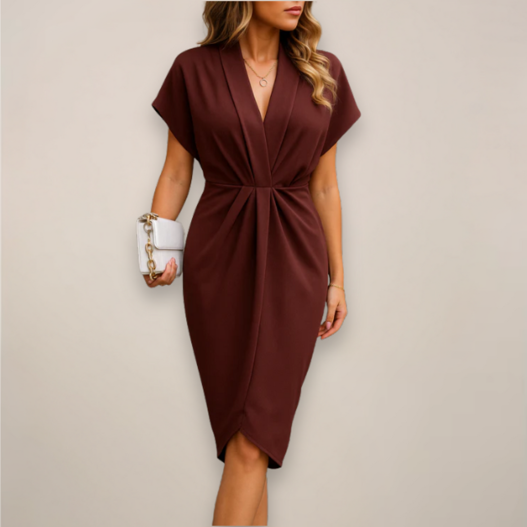 Pauline | Damen Kurzarm Midikleid Mit Schlitz