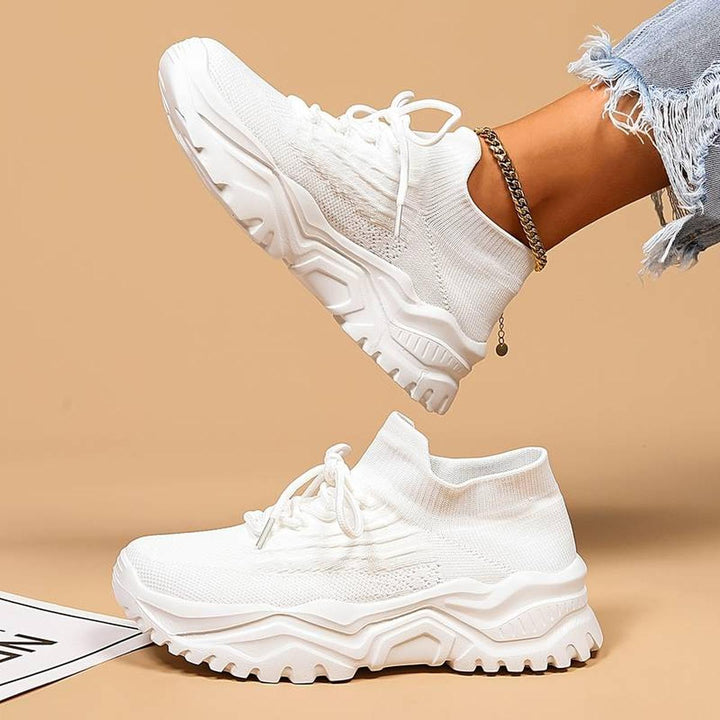 Elke | Damen Strick-Schnürschuhe für Freizeit und Spaziergänge