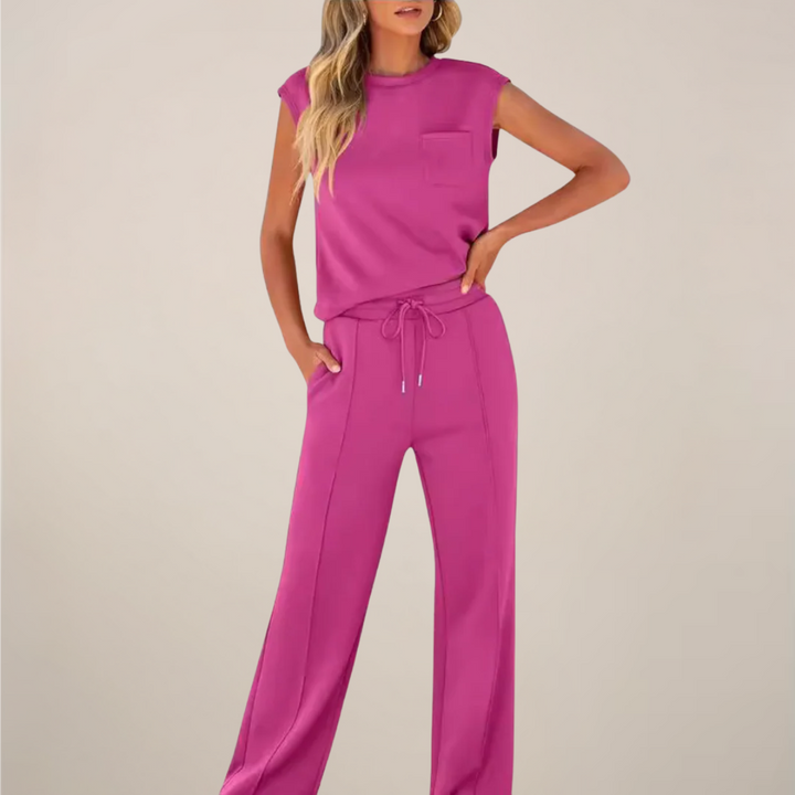 Leonie | Damen Ärmelloses Top Mit Kordelzug Hose Set