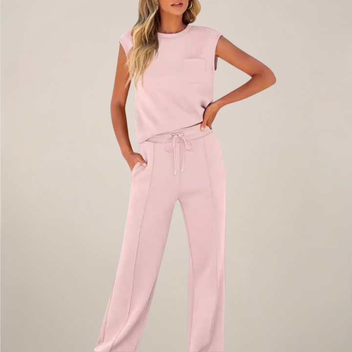 Leonie | Damen Ärmelloses Top Mit Kordelzug Hose Set