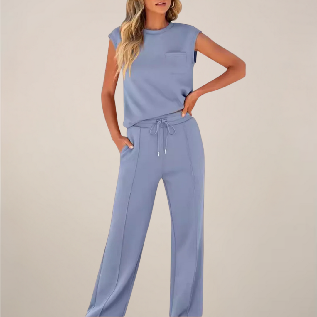 Leonie | Damen Ärmelloses Top Mit Kordelzug Hose Set