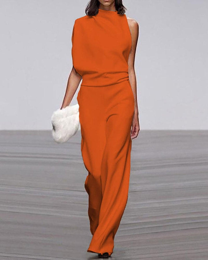 Viviane | Damen Ein Schulter Jumpsuit mit Weitem Bein