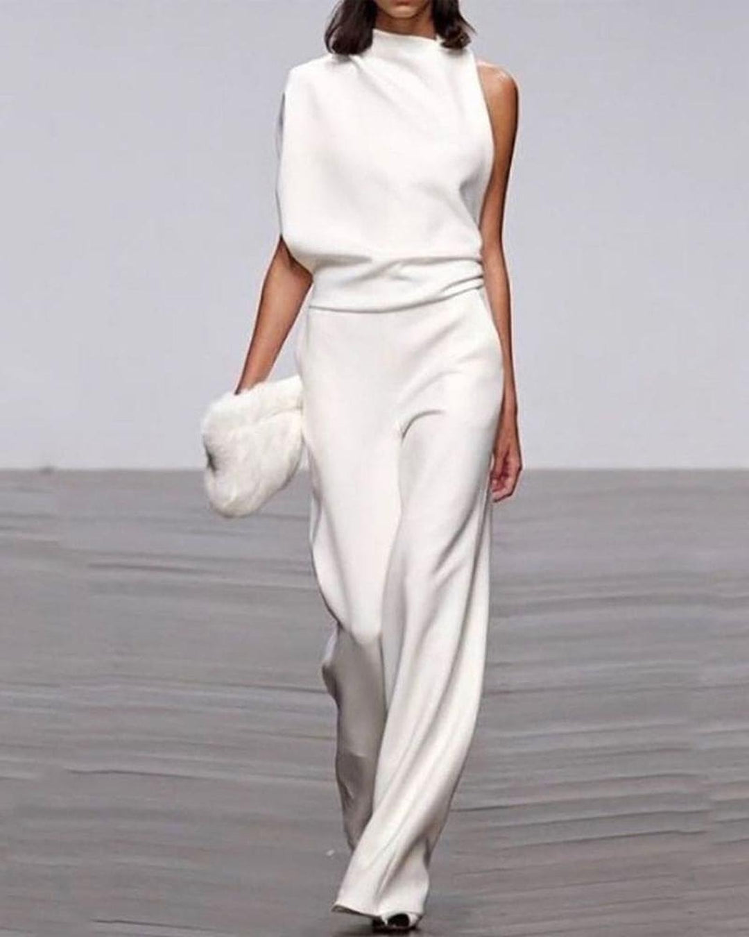 Viviane | Damen Ein Schulter Jumpsuit mit Weitem Bein