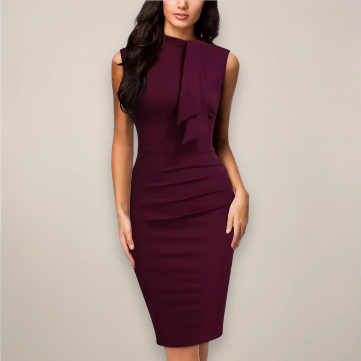 Nadine | Damen Ärmelloses High-Neck Midikleid