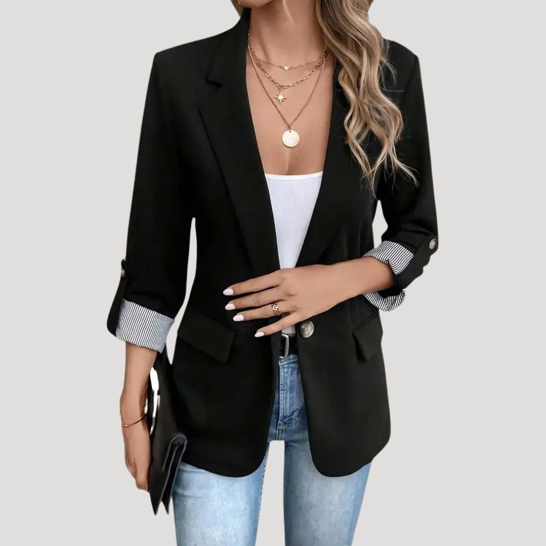 Theresa | Damen Maßgeschneiderter Einreihiger Blazer mit Hochgekrempelten Ärmeln