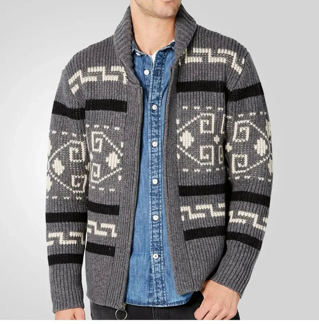 Lukas | Herren Lässige Warme Strickjacke mit Muster