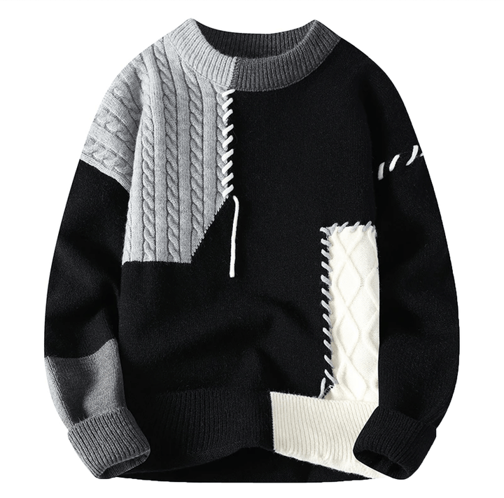Anton | Herren Trendiger Pullover mit Patch-Design