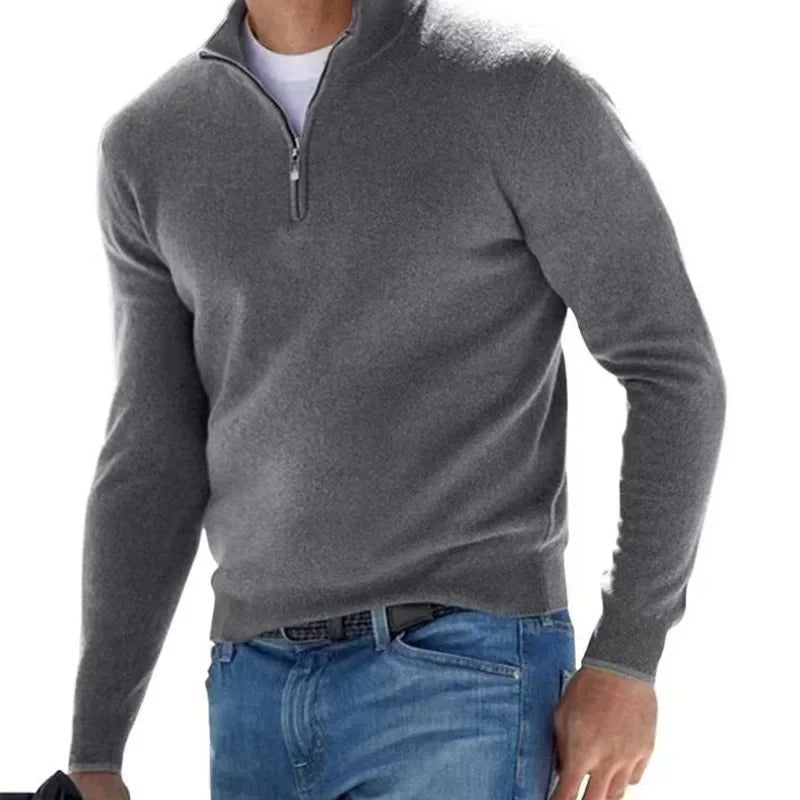 Markus  | Herren Pullover mit Halbreißverschluss und Stehkragen