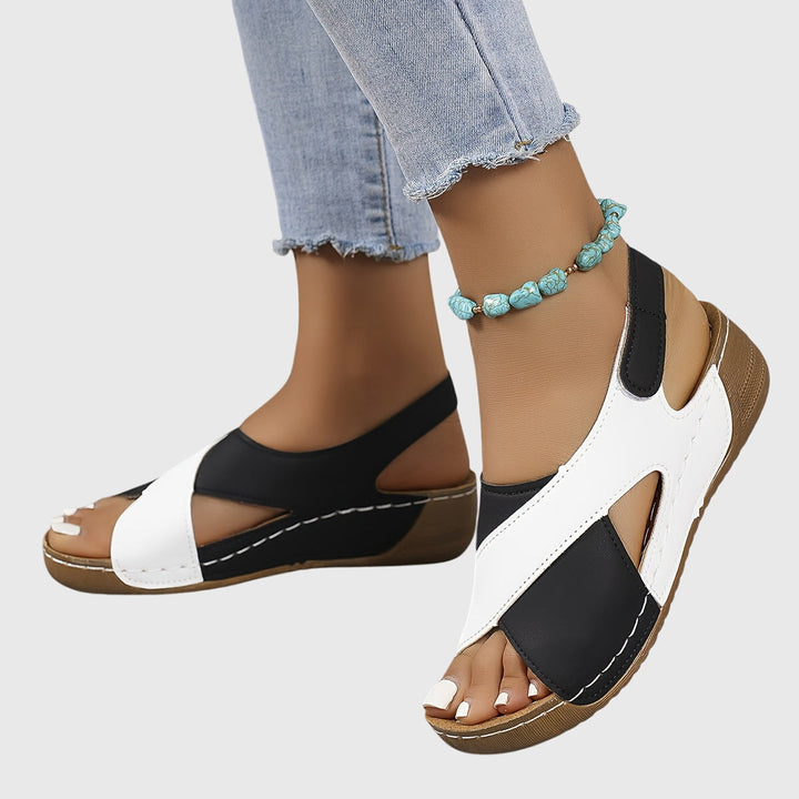 Christoph | Damen Freizeit-Sandalen in zweifarbigem Design mit offenem Zehenbereich