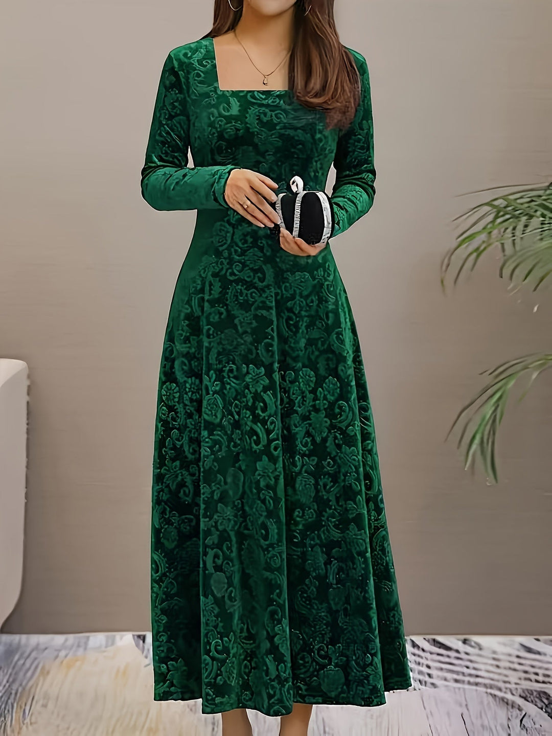 Karin | Damen florales Samt-Kleid für formelle Anlässe