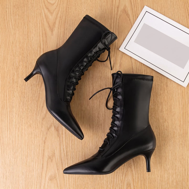 Avalon Stiefeletten Damen Spitze Schnürung Kitten Heel
