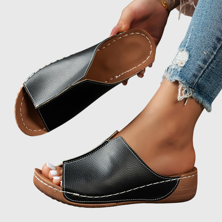 Kathrin | Damen Offene Slip-On Keilabsatz-Sandalen