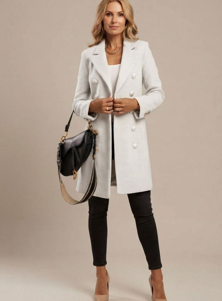 Übergangsjacke Damen Doppelreihiger Langmantel Slim-Fit