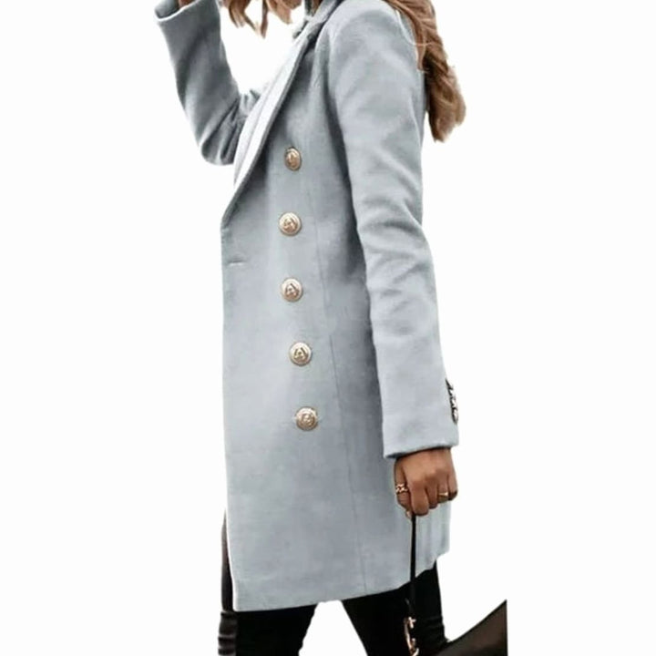 Übergangsjacke Damen Doppelreihiger Langmantel Slim-Fit