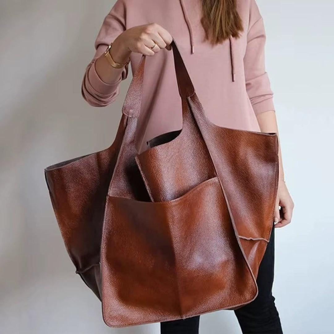 Übergroße Veganleder Tote Bag mit Magnetverschluss