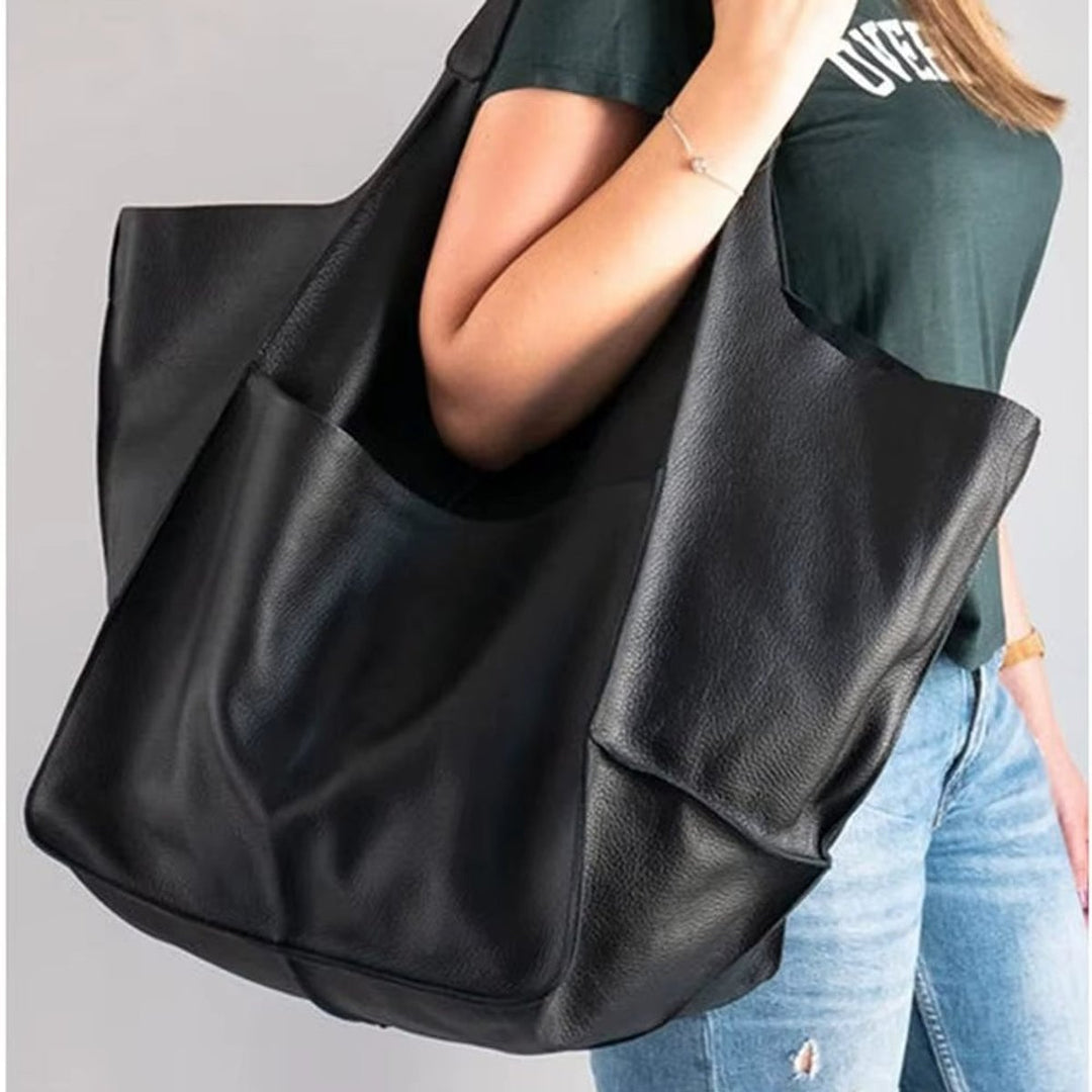 Übergroße Veganleder Tote Bag mit Magnetverschluss