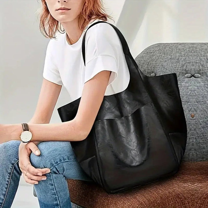 Übergroße Veganleder Tote Bag mit Magnetverschluss