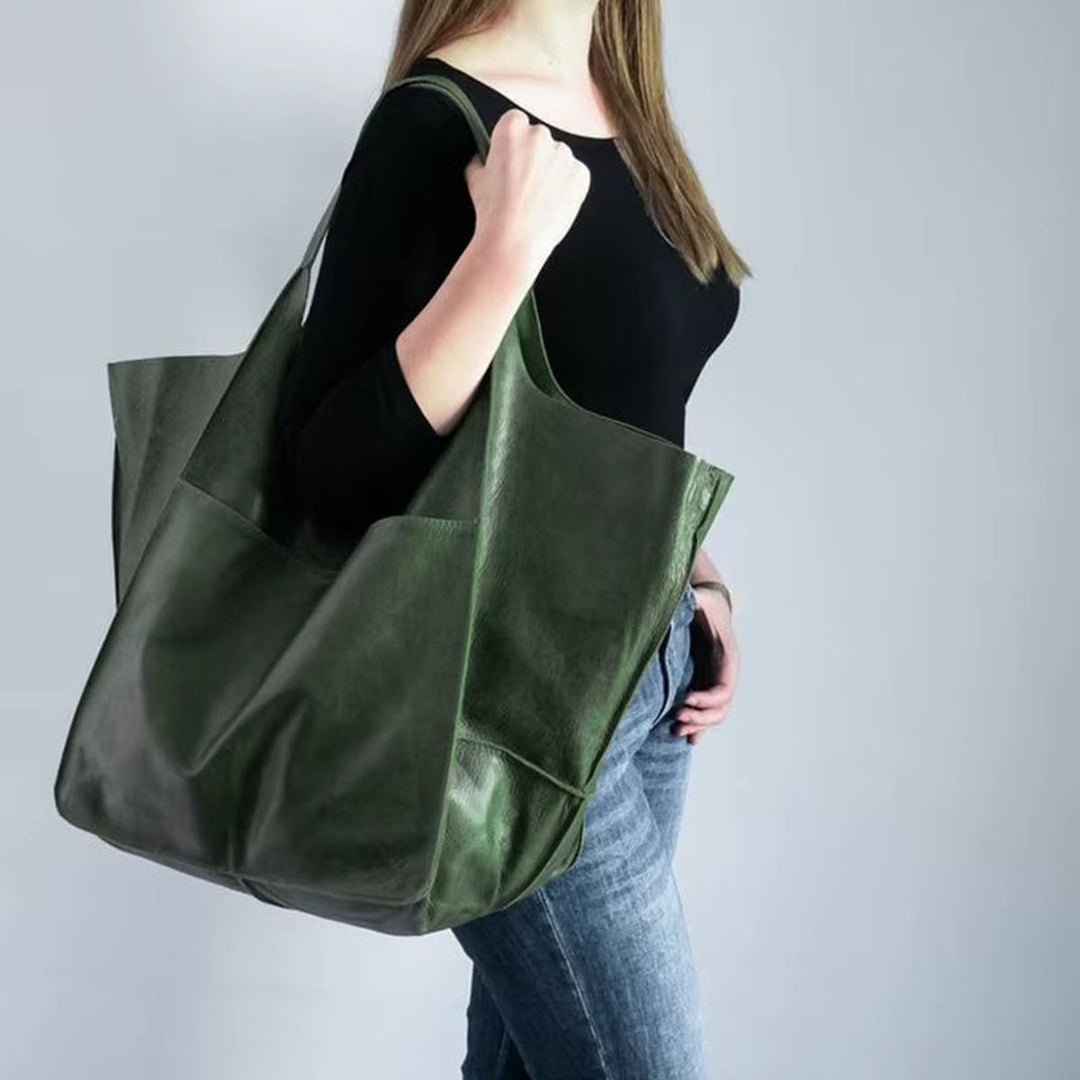 Übergroße Veganleder Tote Bag mit Magnetverschluss