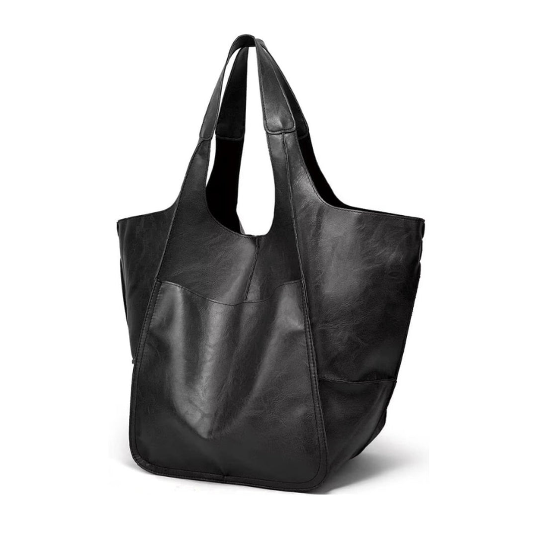 Übergroße Veganleder Tote Bag mit Magnetverschluss - Obsidian