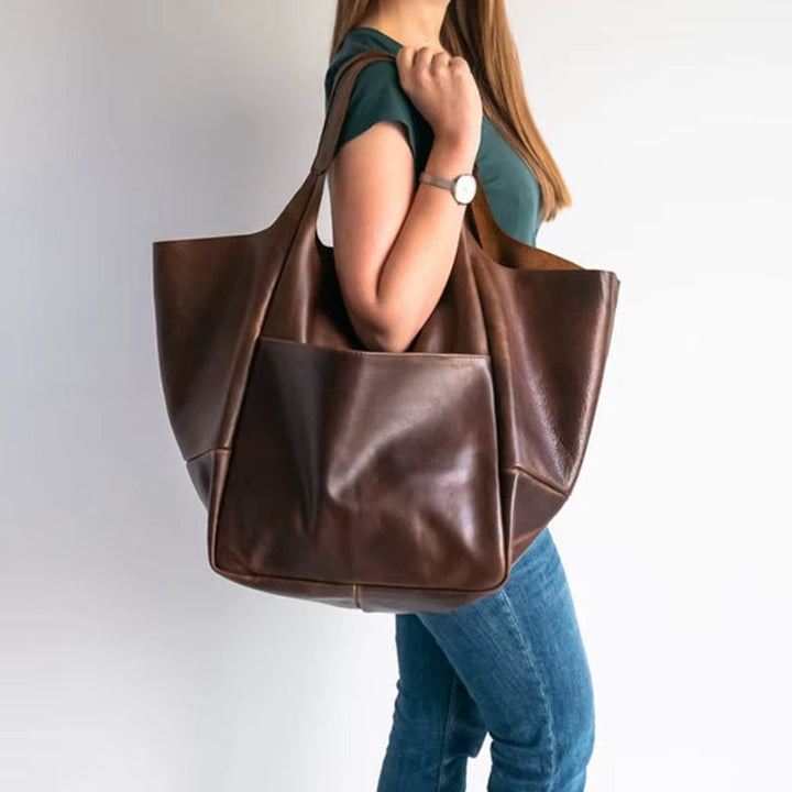 Übergroße Veganleder Tote Bag mit Magnetverschluss