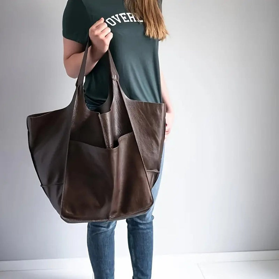 Übergroße Veganleder Tote Bag mit Magnetverschluss
