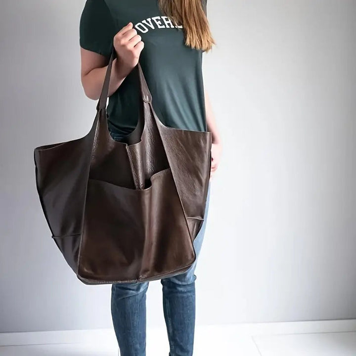 Übergroße Veganleder Tote Bag mit Magnetverschluss