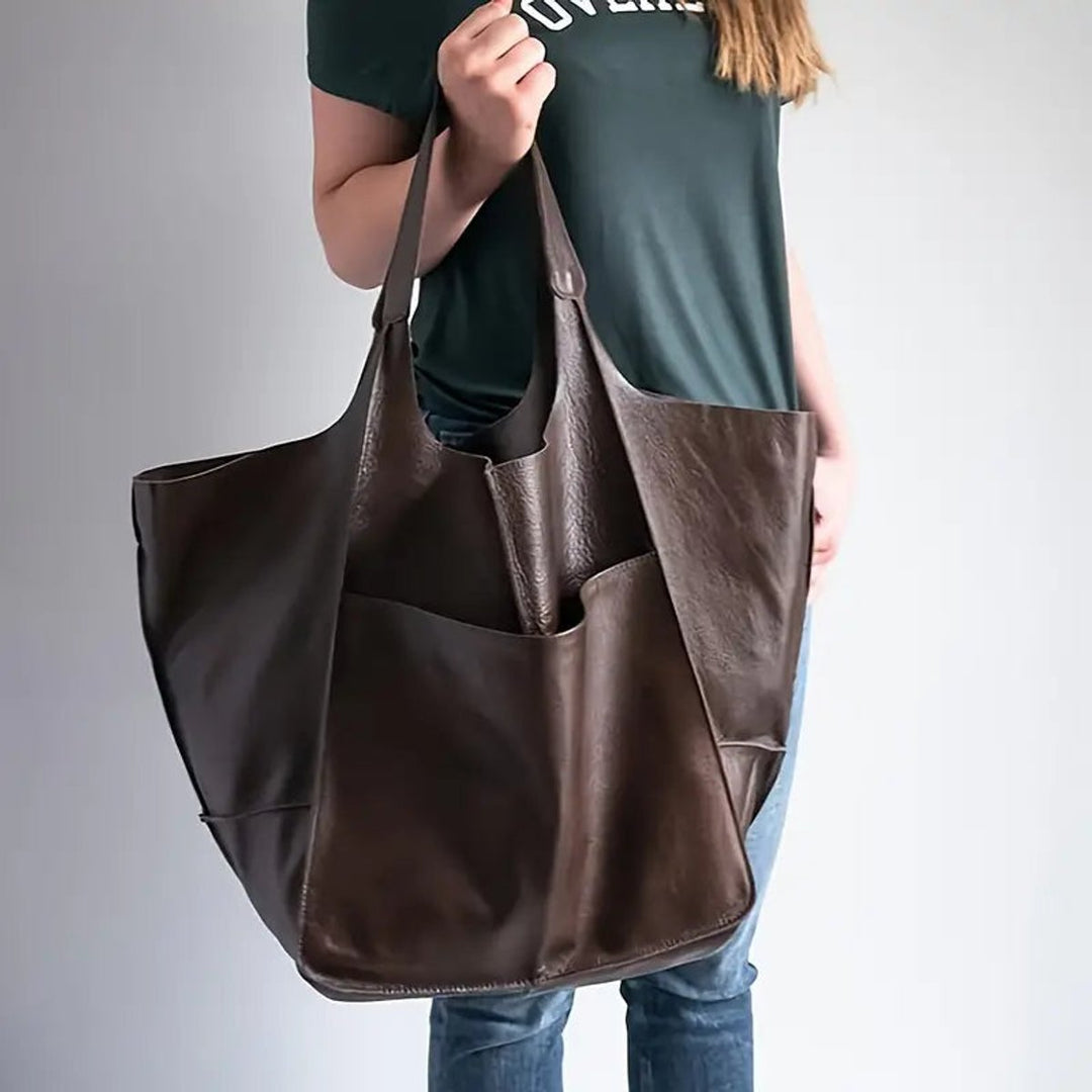 Übergroße Veganleder Tote Bag mit Magnetverschluss