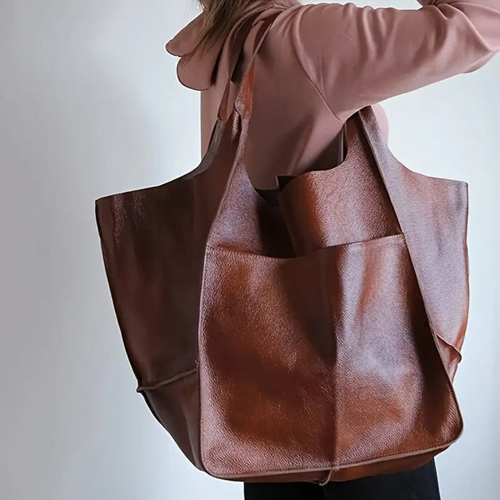 Übergroße Veganleder Tote Bag mit Magnetverschluss