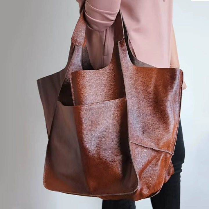 Übergroße Veganleder Tote Bag mit Magnetverschluss