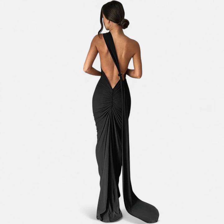 Lara | Damen Maxikleid mit Ein-Schulter-Neckholder