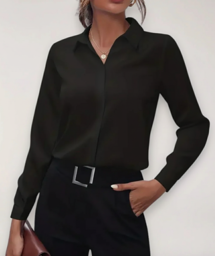 Julia | Damen Frühjahrs Bürobluse mit Knopfleiste