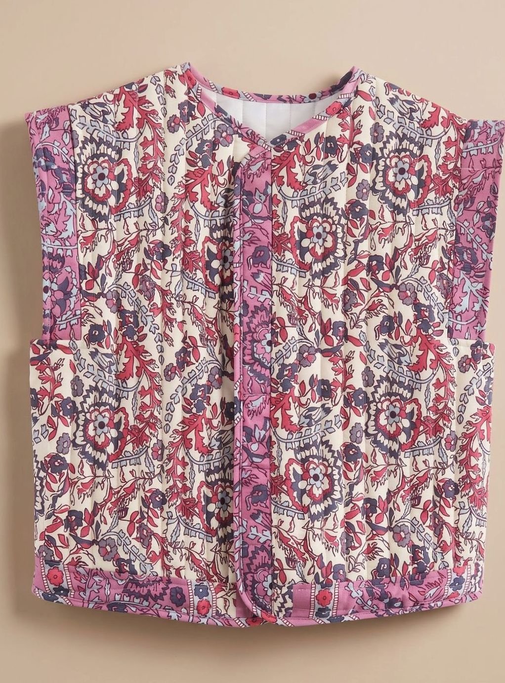 Bodywarmer Damen gesteppte Blumen-Weste mit Seitentaschen