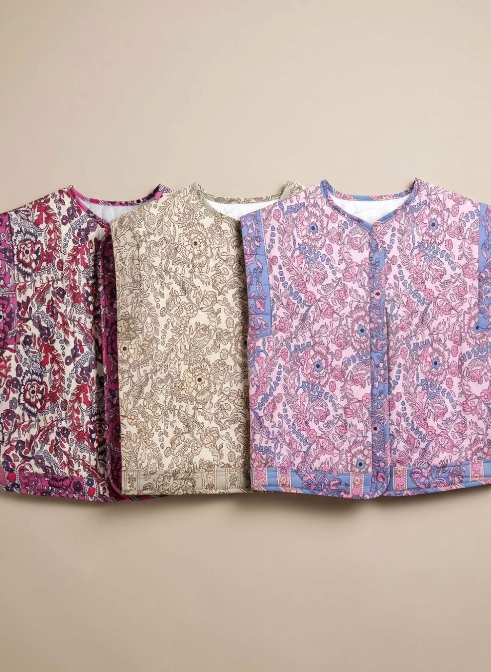 Bodywarmer Damen gesteppte Blumen-Weste mit Seitentaschen