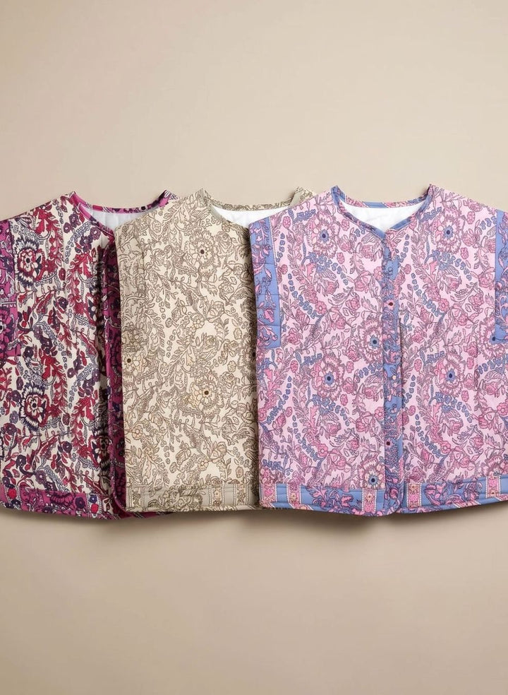 Bodywarmer Damen gesteppte Blumen-Weste mit Seitentaschen