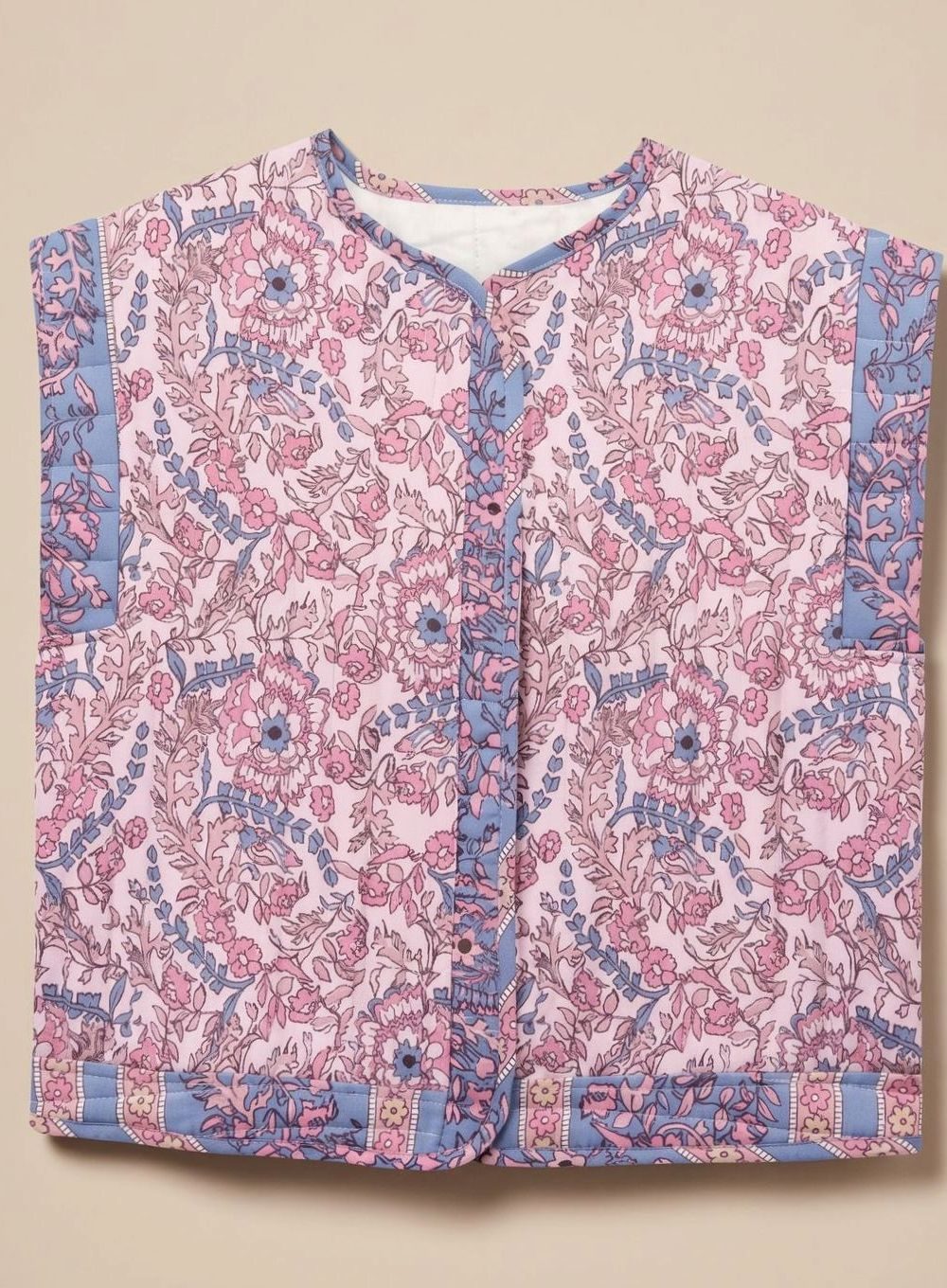 Bodywarmer Damen gesteppte Blumen-Weste mit Seitentaschen - Rosa