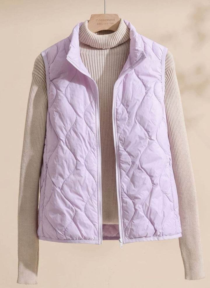 Bodywarmer Damen Gesteppte Weste mit Stehkragen - Hellviolett