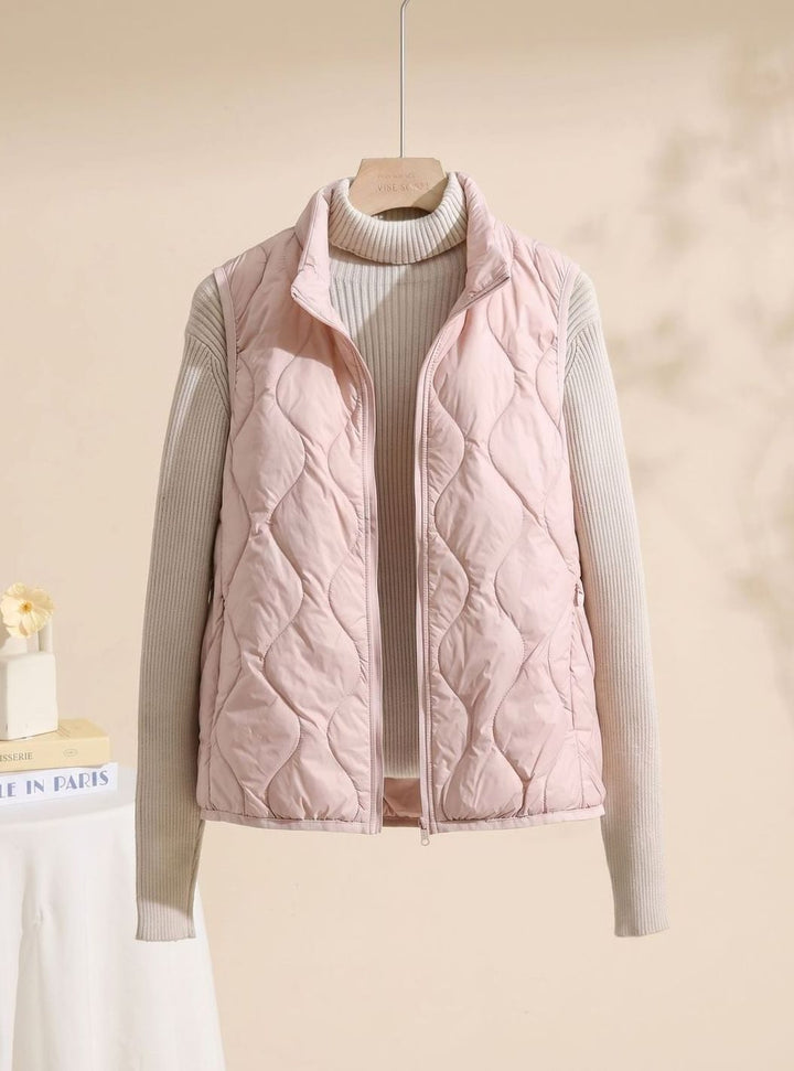 Bodywarmer Damen Gesteppte Weste mit Stehkragen - Rosa