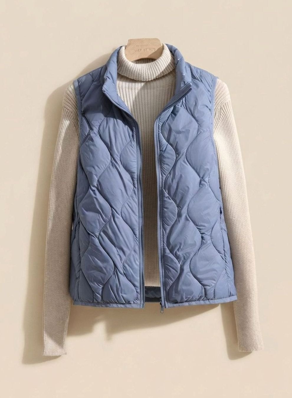 Bodywarmer Damen Gesteppte Weste mit Stehkragen - Dunstblau