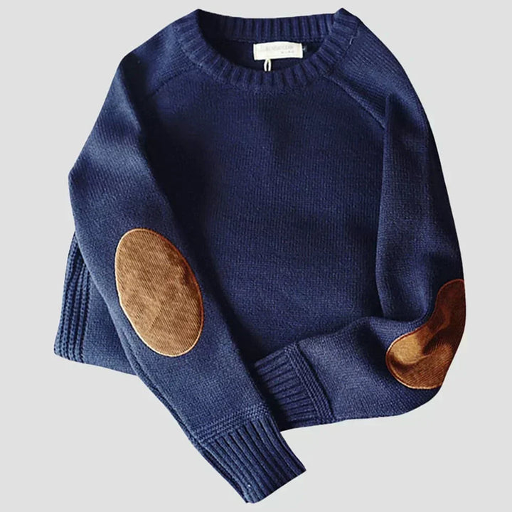 Fabian | Herren Klassischer Strickpullover mit Ellbogenpatches für den Winter