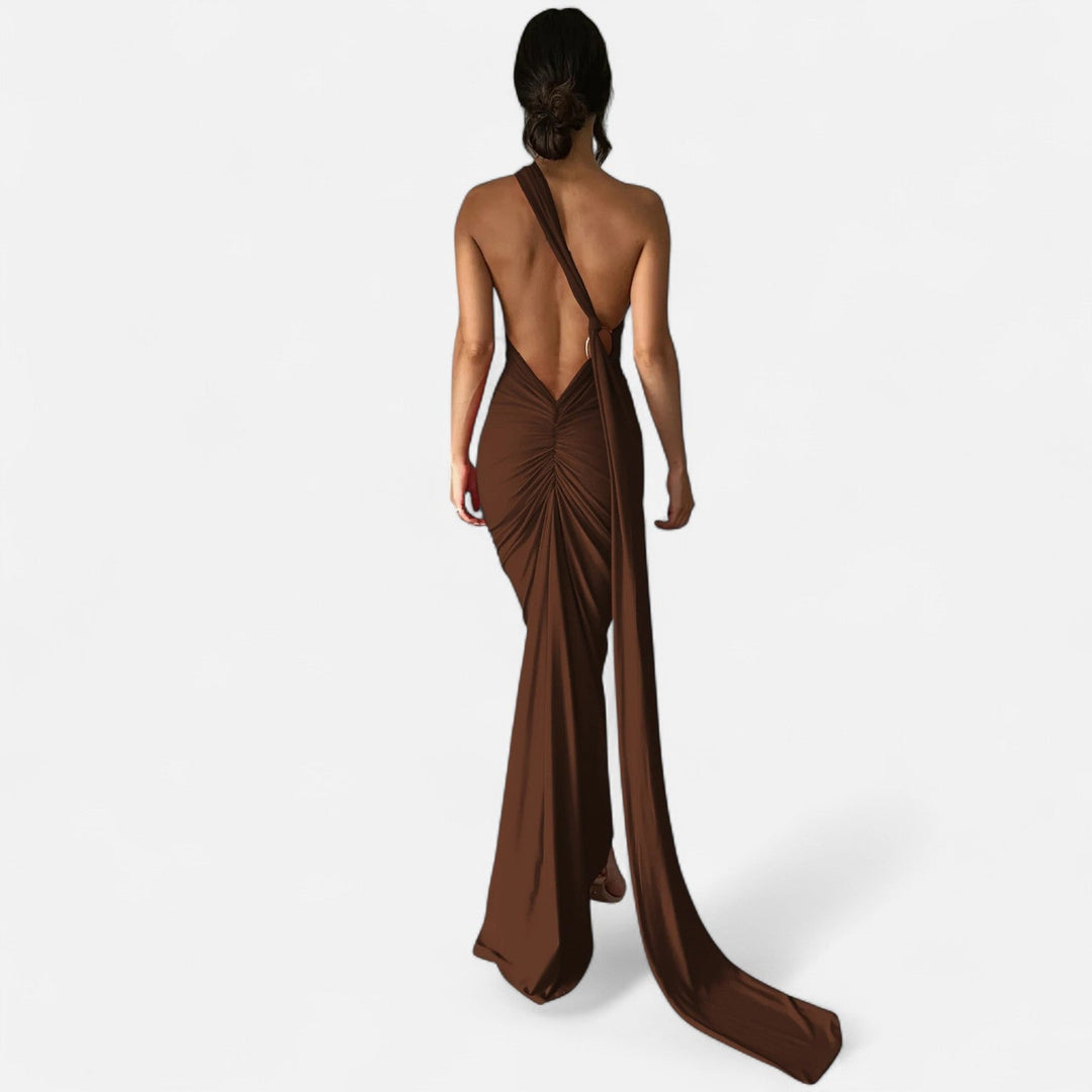 Lara | Damen Maxikleid mit Ein-Schulter-Neckholder