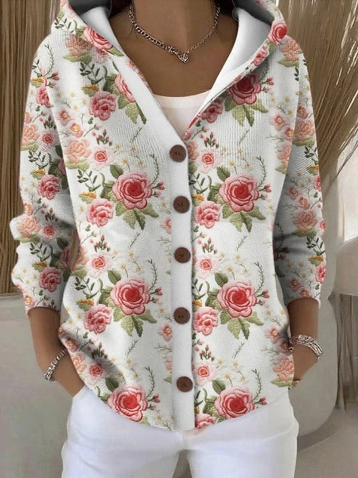 Cassidy Strickjacke Damen Bunt Geknöpfte Hoodie Cardigan - Zartes Rosa