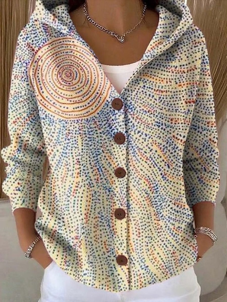 Cassidy Strickjacke Damen Bunt Geknöpfte Hoodie Cardigan - Hellgelb