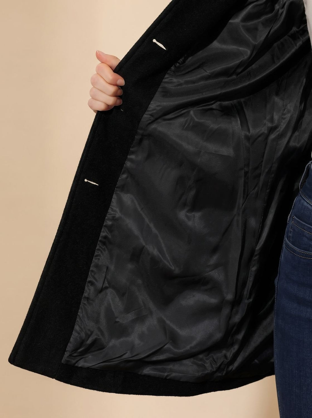 Damen A-Linien Wintermantel mit Knopfverschluss und klassischem Kragen
